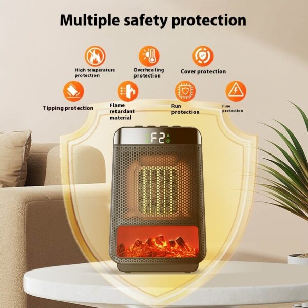 Fan Heater 3D Dynamic Flame Bathroom Home Heater 1500W Portable Household ECO Electric Heater PTC Fast Heating Shake Head Warmer - Image 3