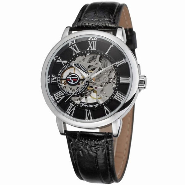 Hollow Mechanical Skeleton Transparent Style Leather Wrist Watch - Image 10