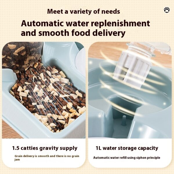 Automatic Pet Feeder Water Dispenser Integrated Cat Food Holder Bowl Double Bowl Drinking Bowl Pet - Image 3
