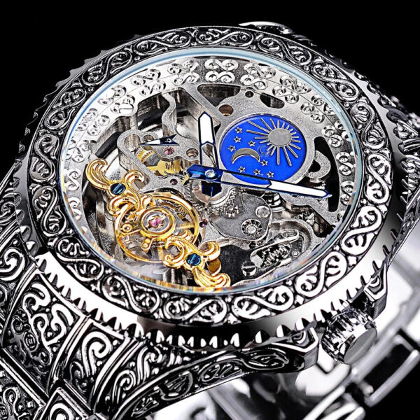European And American Style Men's Fashion Hollow Retro Carved Automatic Mechanical Watch - Image 4