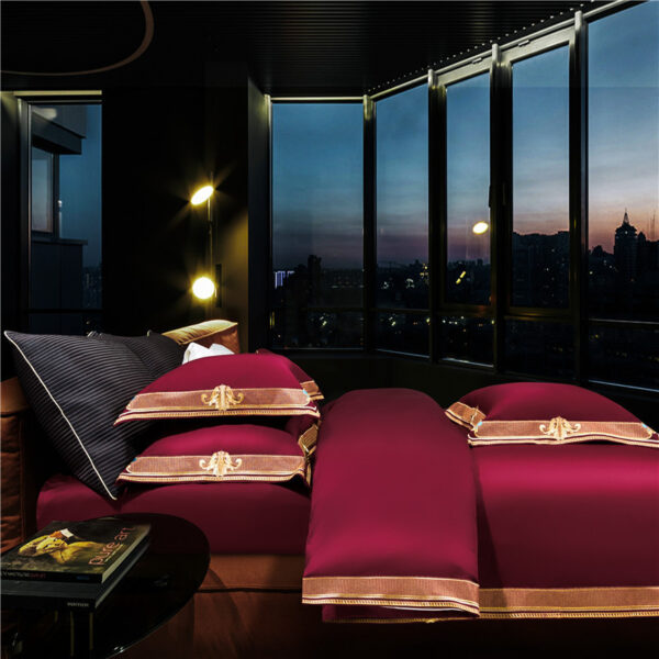 Cotton Pure Cotton Light Luxury Wine Red Bedding - Image 4