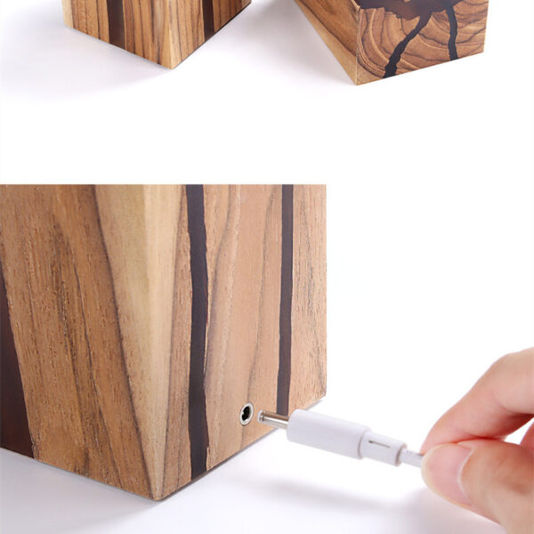 Creative Table Lamp Adjustable Bedside No Glare Decorative Wood Brown Color Led Desk Lamp With USB Charging Night Light For Bedroom Brown - Image 9
