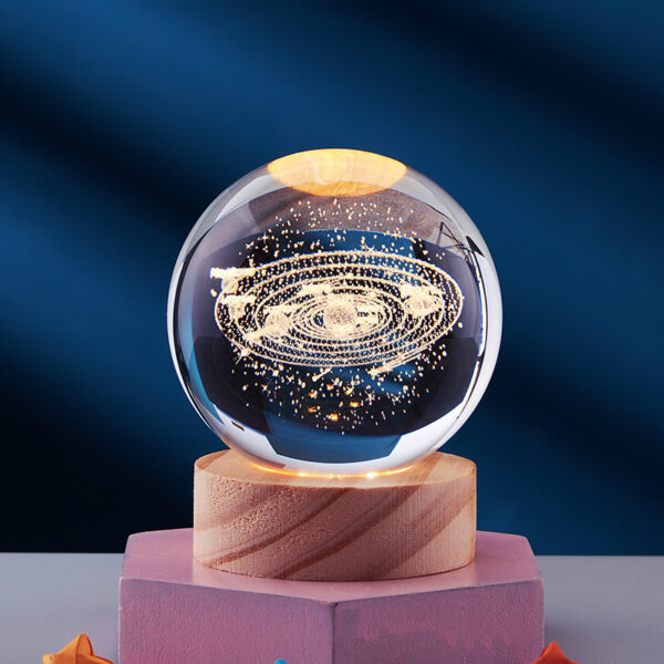 Crystal Ball 3D Inner Carved Solar System Glowing Night Lights Warm Bedside Light Festival And Kid Gift Night Lamp - Image 6