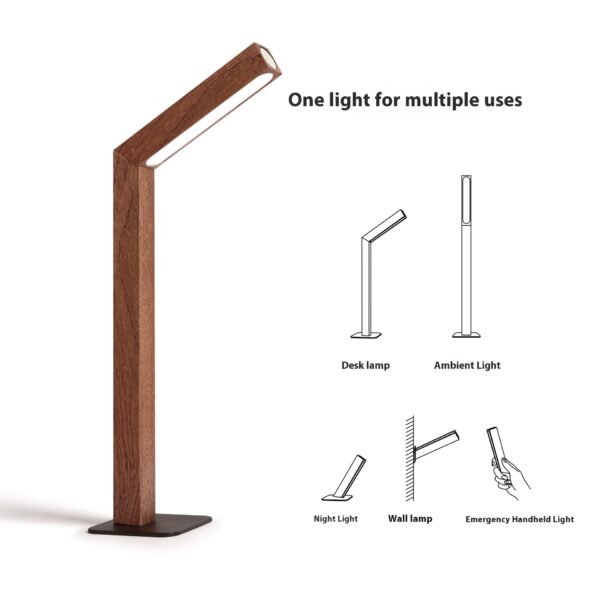 Desk LED Light Learning Reading Dormitory Rotating Solid Wood Bedside Wall Lamp - Image 4