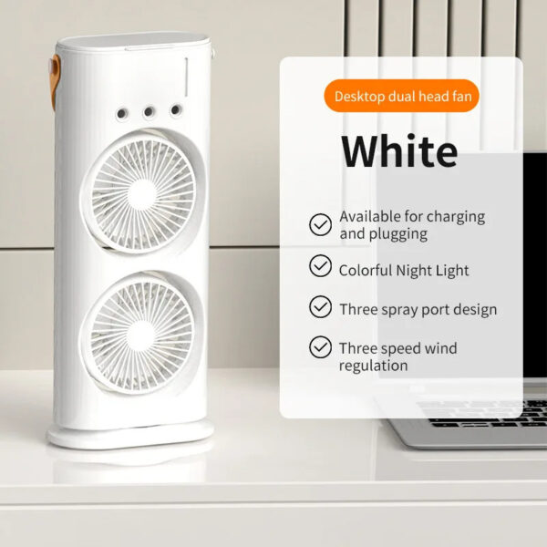 Double-ended Spray Fan Portable Humidifier Fan Air Conditioner Household Small Air Cooler Hydrocooling Portable Air Adjustment - Image 3