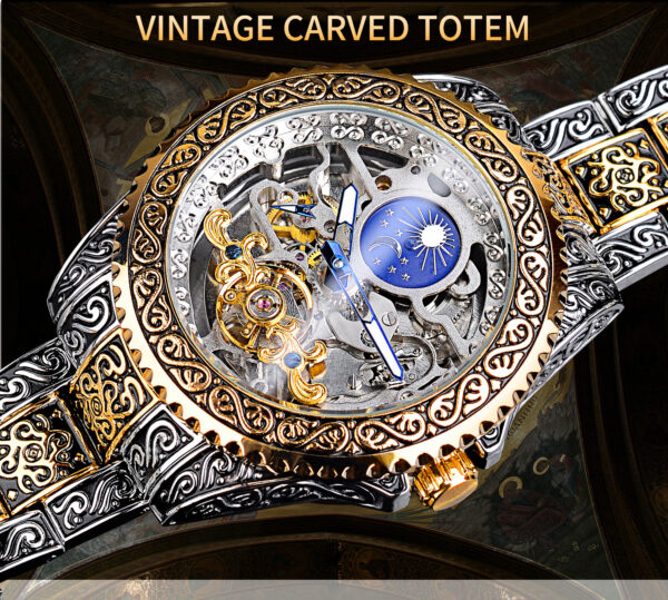 Forsining Skeleton Carved Tourbillon Mechanical Watches Luxury Men's Wristwatch - Image 5