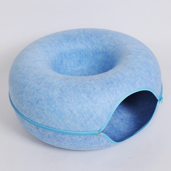 Four Seasons Available Cat Nest Round Woolen Felt Pet Dual-use Cat Nest Tunnel Interactive Training Toy Grey Felt Cat Nest - Image 10