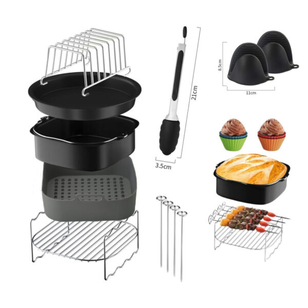 Air Fryer Accessories Suit Silicone Liner Grill Rack Steamer - Image 4