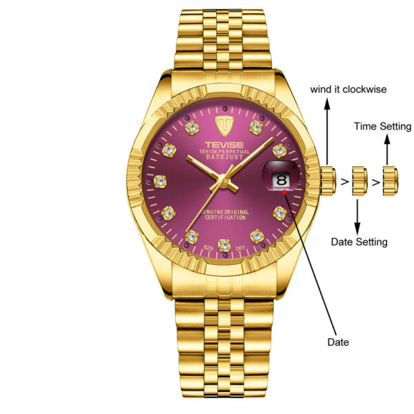 Automatic Rhinestone Decoration Men's Watch - Image 3
