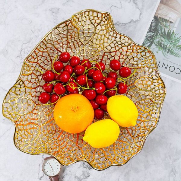Light Luxury Electroplating Alloy Lotus Leaf Fruit Plate - Image 8