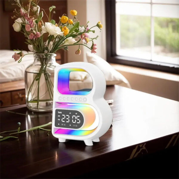 2024 New B-Shaped Blutooth Speaker Multifunctional Smart Music Rhythm Lighting Phone Wireless Charger TF Card AUX Input Standard Mode - Image 8