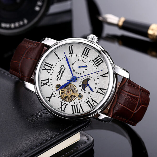JUNMING Roman Characters Men's Automatic Mechanical Watch Waterproof - Image 2