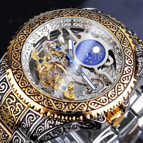 European And American Style Men's Fashion Hollow Retro Carved Automatic Mechanical Watch - Image 3