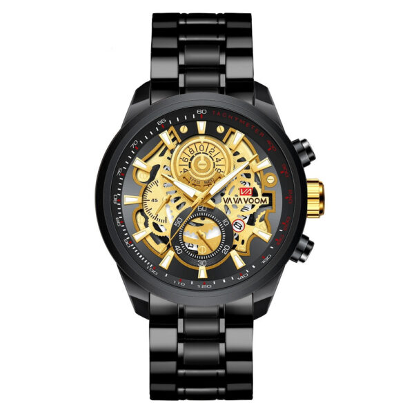 Quartz Watch For Men Black Gold Man Business Non Automatic Machine - Image 3