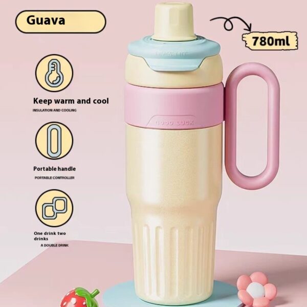 780ml Gradient Double Drink Thermal Cup Stainless Steel With Lid Coffee Cup Thermos Large Capacity Straw Cup For Male And Female - Image 9