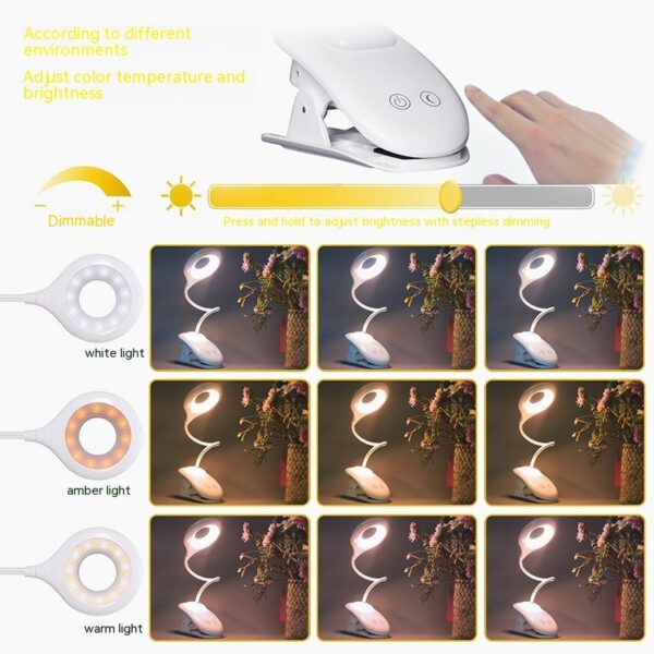 Desk Clip Reading Lamp Long Arm Usb Touch Ambience Light - Image 3