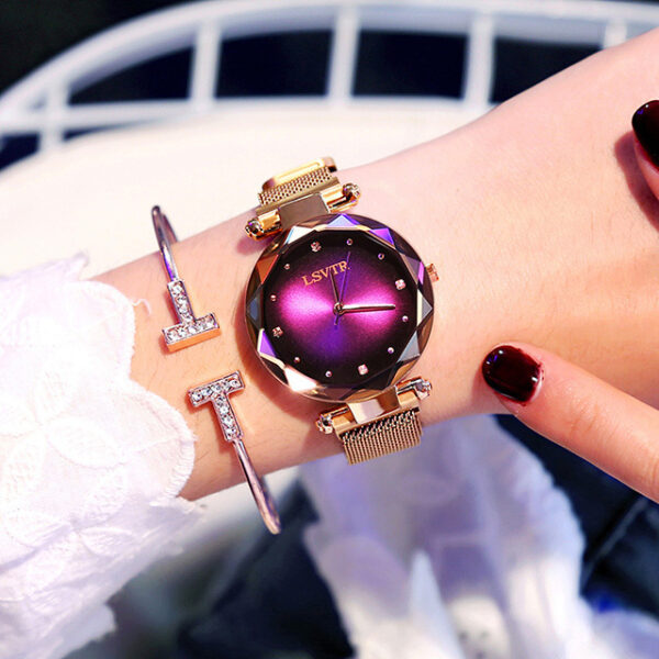 Rose Gold Women Watches Fashion Diamond Ladies Starry Sky Magnet Watch Waterproof Female Wristwatch - Image 6