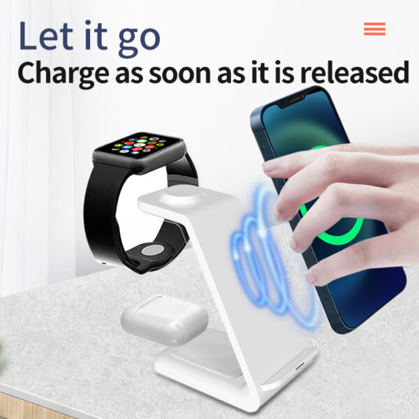 3-in-1 Multi-functional Upright Mobile Phone Holder Dual Coil Wireless Charger - Image 5