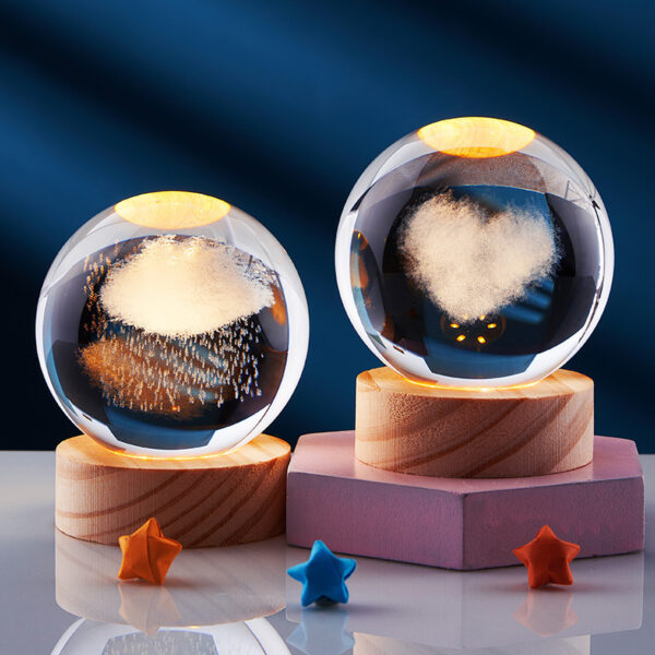 Crystal Ball 3D Inner Carved Solar System Glowing Night Lights Warm Bedside Light Festival And Kid Gift Night Lamp - Image 4