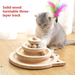 Toy Solid Wood Turntable Self-Hi Cat Teaser