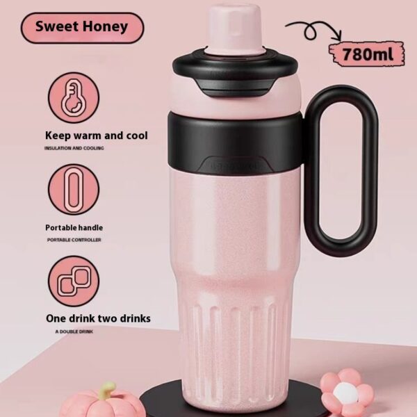 780ml Gradient Double Drink Thermal Cup Stainless Steel With Lid Coffee Cup Thermos Large Capacity Straw Cup For Male And Female - Image 8