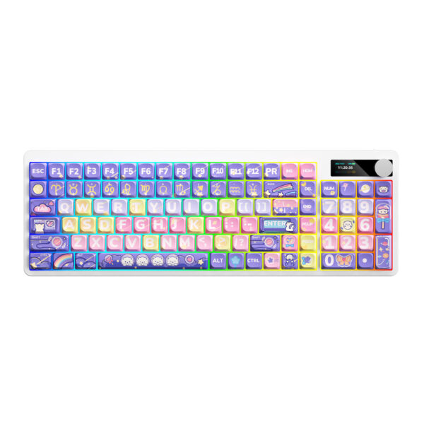 Mechanical Keyboard Black Iron Cow Full Key No Punching Three-mode RGB Backlight Five-side Sublimation - Image 6