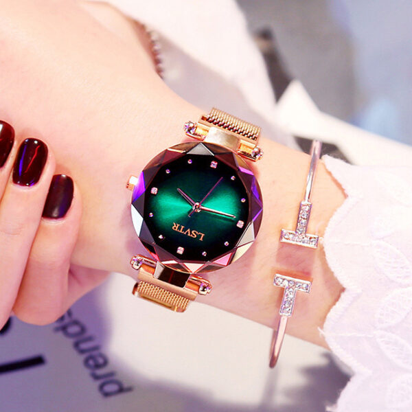 Rose Gold Women Watches Fashion Diamond Ladies Starry Sky Magnet Watch Waterproof Female Wristwatch - Image 5