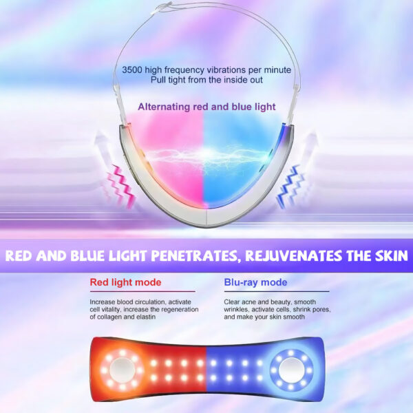 Microcurrent Face Massager EMS LED Photon Therapy V Shape Slimming Reduce Double Chin Remover Wrinkle Facial Lifting Device - Image 3