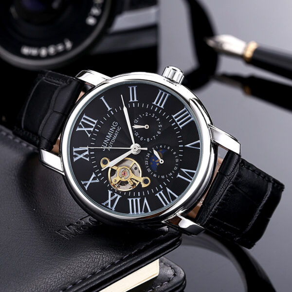 JUNMING Roman Characters Men's Automatic Mechanical Watch Waterproof - Image 4
