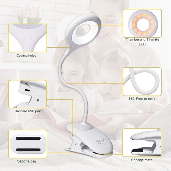 Desk Clip Reading Lamp Long Arm Usb Touch Ambience Light - Image 4