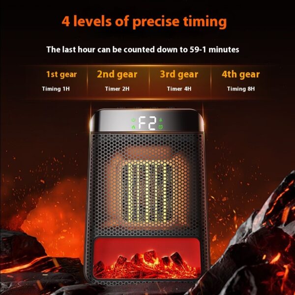 Fan Heater 3D Dynamic Flame Bathroom Home Heater 1500W Portable Household ECO Electric Heater PTC Fast Heating Shake Head Warmer - Image 4