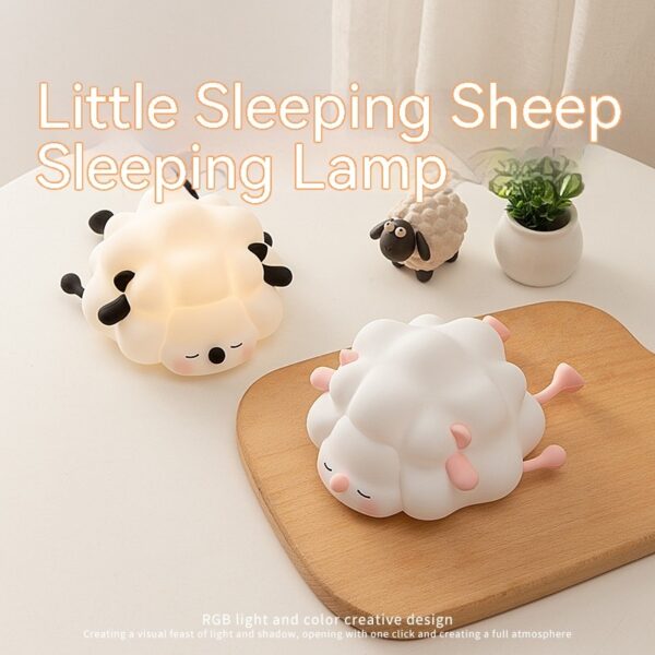 Cute Silicone Night Lights Sheep Cartoon Bedroom Lamp For Children's Room Decor Rechargeable Timing Dimming Sleep Night Light - Image 6