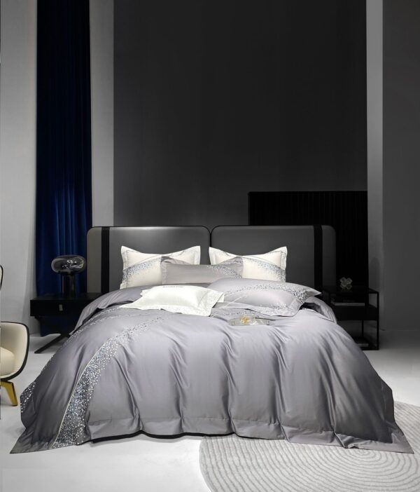 120 Long-staple Cotton Four-piece Set High-grade Simple Embroidery Light Luxury Quilt Cover Bed Sheet Bedding - Image 8