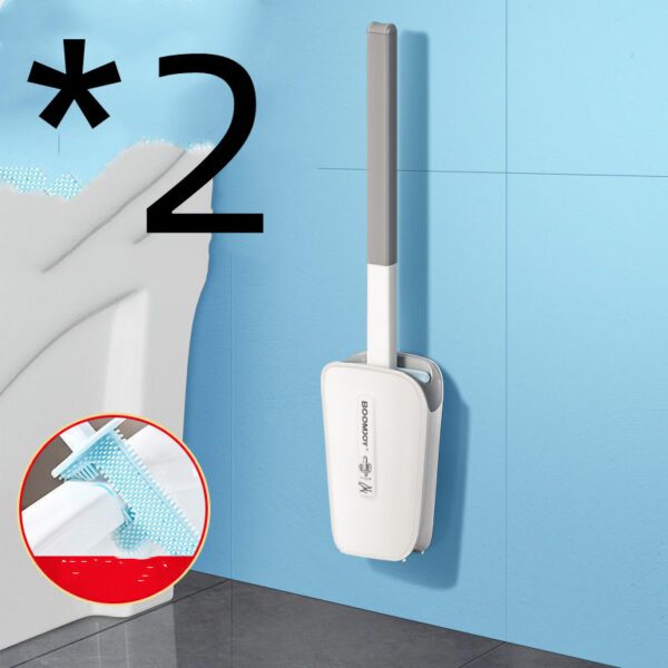 Toilet Brush Household No Dead Corner Bathroom With Bucket Wall Mounted - Image 7