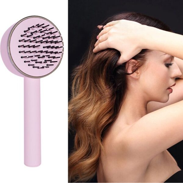 3D Air Cushion Massager Brush With Retractable Bristles Self Cleaning Hair Brush Massage One-key Self-cleaning Hair Brush Anti-Static Airbag Massage Comb For Women Curly Hair Brush - Image 6