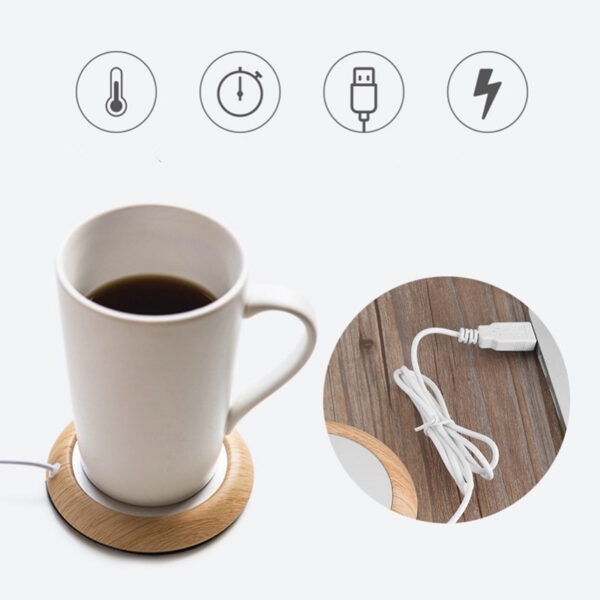 Original USB Wood Grain Cup Warmer Heat Beverage Mug Mat Keep Drink Warm Heater Mugs Coaster - Image 3