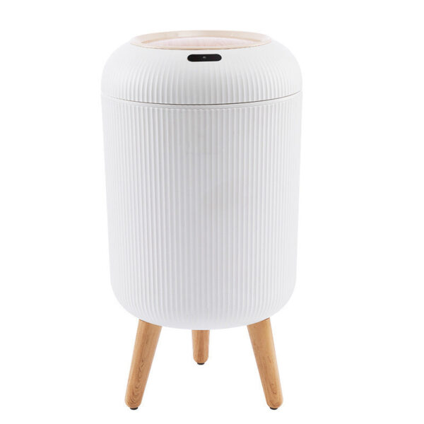 Smart Sensor Trash Can Light Luxury Round High Leg Kitchen Bathroom - Image 5
