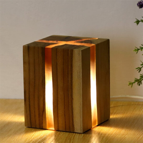 Creative Table Lamp Adjustable Bedside No Glare Decorative Wood Brown Color Led Desk Lamp With USB Charging Night Light For Bedroom Brown - Image 7