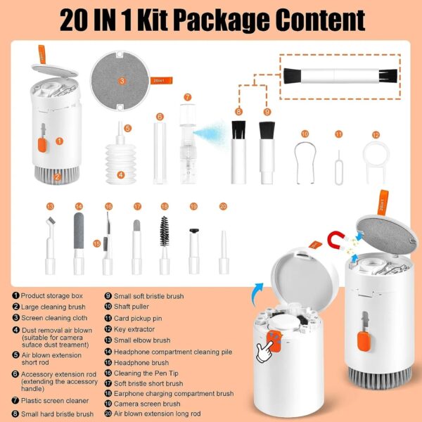 20 In 1 Laptop Phone Screen Cleaner Kit, Computer Keyboard Cleaning Brush For Phone AirPods MacBook IPad, Multifunctional Electronic Device Clean Tool For Camera Tablet Car Screens - Image 3
