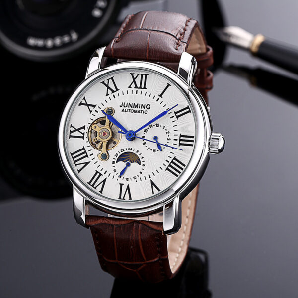 JUNMING Roman Characters Men's Automatic Mechanical Watch Waterproof - Image 7