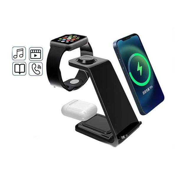 3-in-1 Multi-functional Upright Mobile Phone Holder Dual Coil Wireless Charger - Image 4