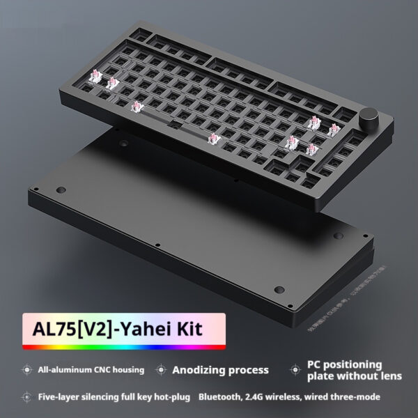 Heiji Snake Mechanical Keyboard Kit Aluminum Tuo Three-mode No Wired Bluetooth - Image 6