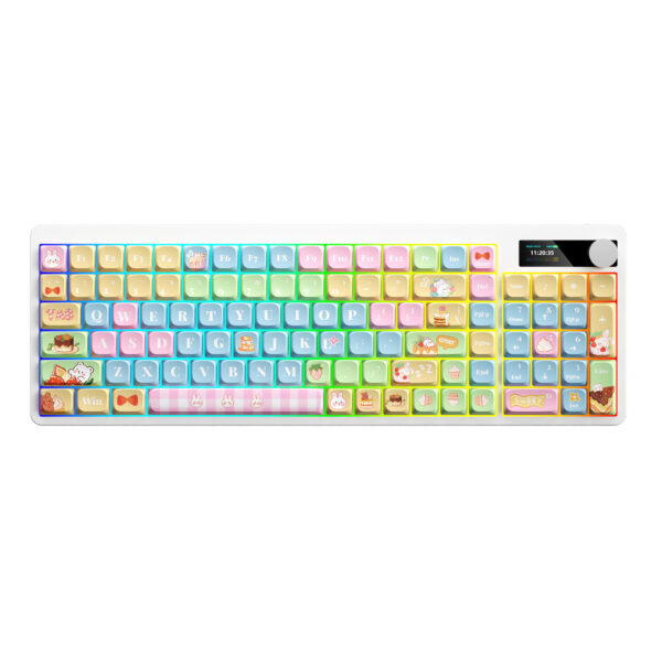 Mechanical Keyboard Black Iron Cow Full Key No Punching Three-mode RGB Backlight Five-side Sublimation - Image 7