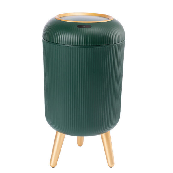 Smart Sensor Trash Can Light Luxury Round High Leg Kitchen Bathroom - Image 3