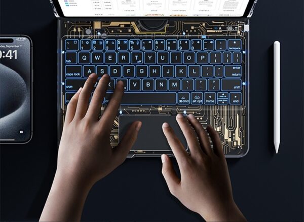 360 Swivel Keyboard Clear Case For IPad Smart Trackpad Bluetooth-compatible Keyboard Case Cover With Pen Slot - Image 8