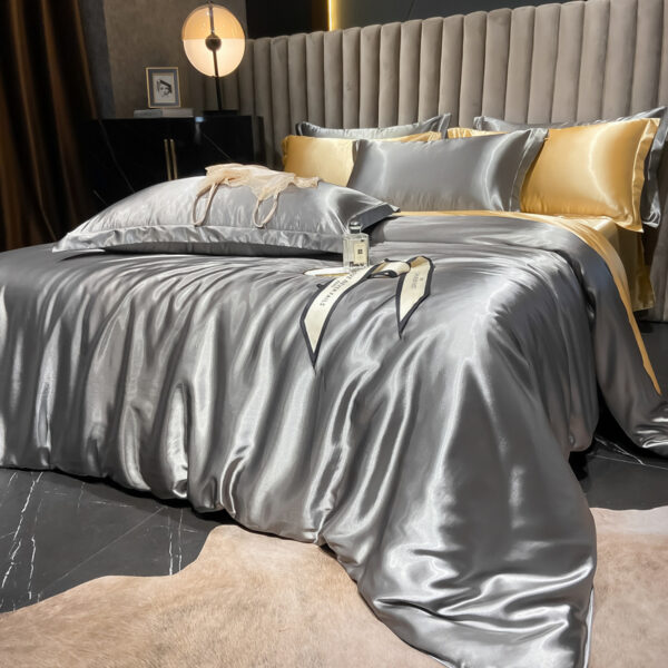 Affordable Luxury Style Silk Solid Color European Silk Bedding - Image 3