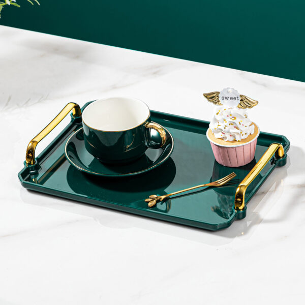 High-end Tray Household Rectangular Tea Cup Plastic Plate - Image 2