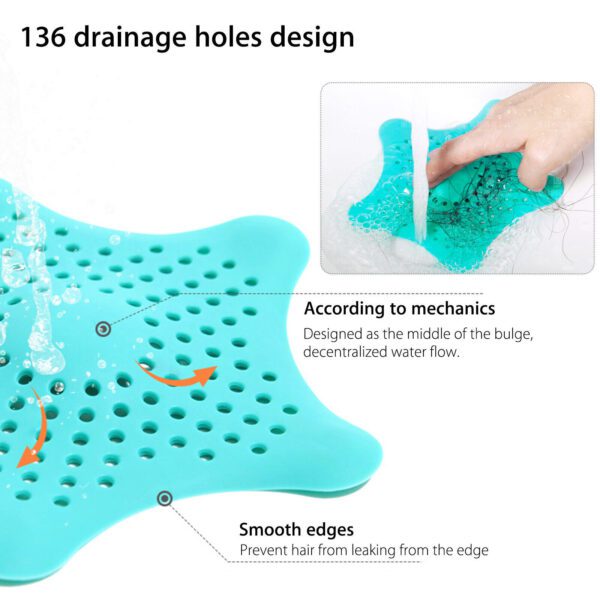 3PCS Silicone Starfish-shaped Sink Drain Filter Bathtub Hair Catcher Stopper Drain Hole Filter Strainer For Bathroom Kitchen Toilet - Image 9