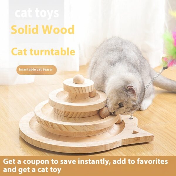 Toy Solid Wood Turntable Self-Hi Cat Teaser - Image 3