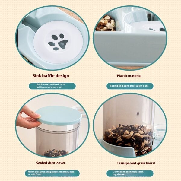 Automatic Pet Feeder Water Dispenser Integrated Cat Food Holder Bowl Double Bowl Drinking Bowl Pet - Image 4